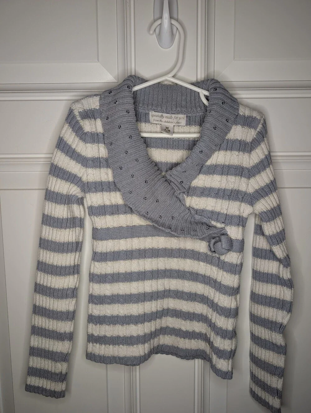 The Children's Place Grey White Metallic Holiday Sweater Girls Size M 7/8